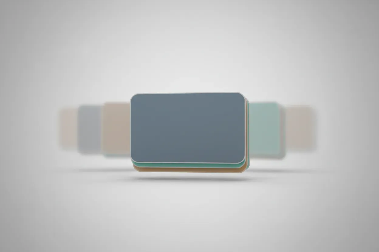 Centered stack of three rounded cards on a soft gradient; faint extra cards fade behind, symbolizing a simplified benefits lineup.